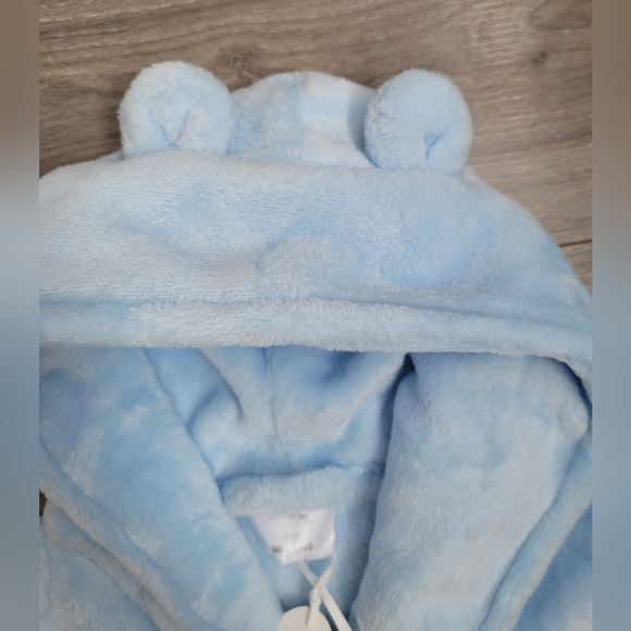 Baby Boys & Girls Unisex Dressing Gown Soft Plush Flannel Fleece Hooded Bath Rob - Picture 4 of 7